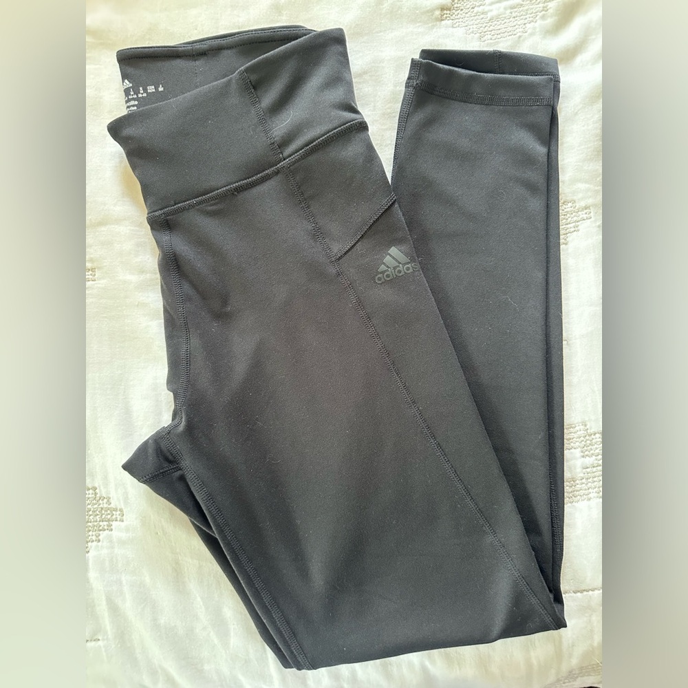 Adidas High Rise Black Leggings, M